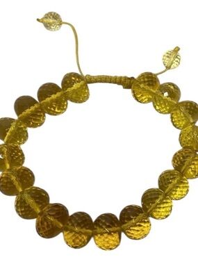 Faceted Yellow Citrine Crystal Bead Adjustable Macrame Bracelet